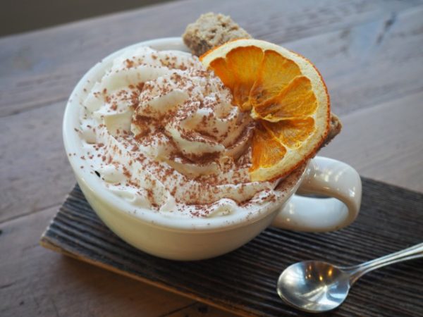 Orange flavoured hot chocolate at Rosso Coffee Roasters