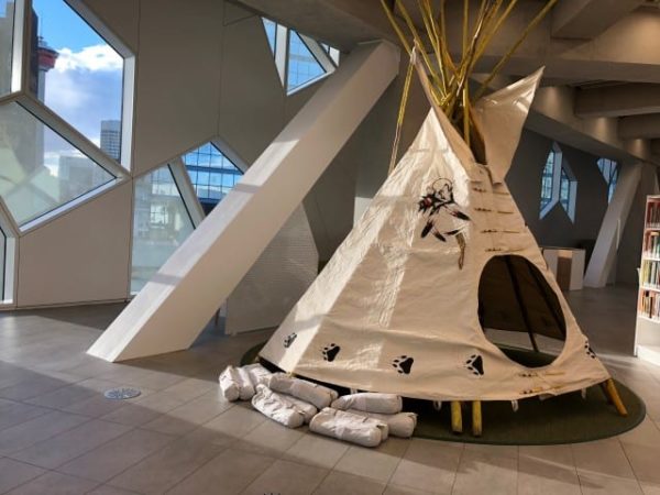 Aboriginal tipi sits on the 4th floor.