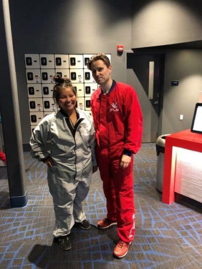 In jumpsuit gear at iFLY